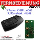 Ersatz Fernbedienung geeignet fr Ford  - 3 Tasten - 433...