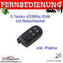 Ersatz Fernbedienung geeignet fr Fiat - 5 Tasten  433...